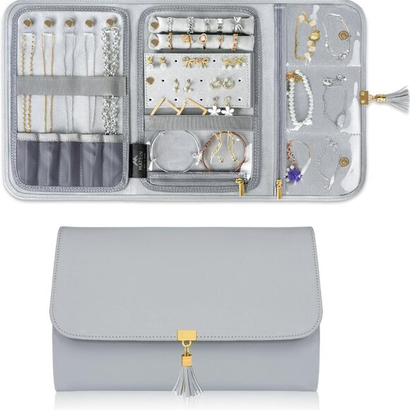 Jewelry - Jewelry Travel Organizer for Women, Tangle Free Portable Leather Jewelry Storage